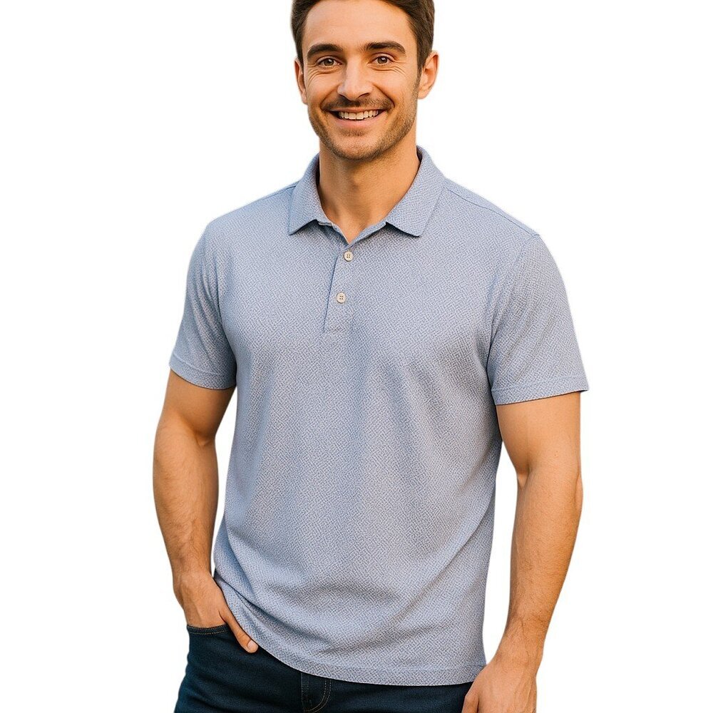 Daniel Cremieux Classics Polo Shirt Men's Xl Blue White Short Sleeve Cotton Euc